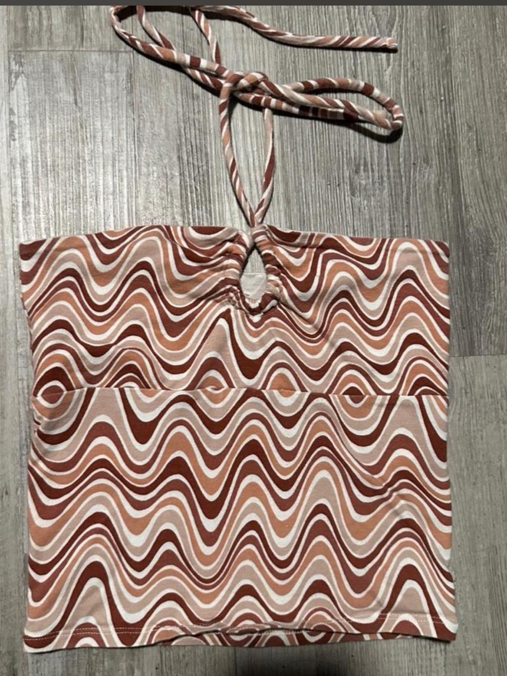 Hollister Brown & Cream Wave Halter Tote